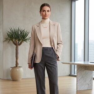 Harvé Benard Vintage Minimalist Neutral Blazer Jacket - Size 10